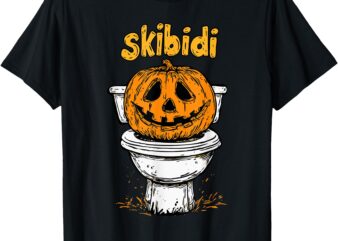 Skibidi Pumpkin Funny Halloween Toilet Kids Fun Crazy Slang T-Shirt