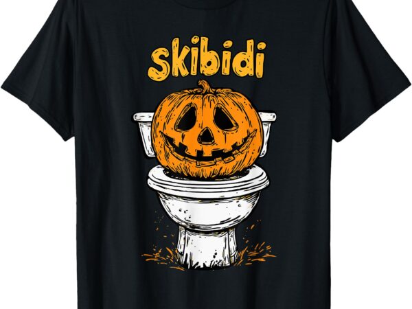 Skibidi pumpkin funny halloween toilet kids fun crazy slang t-shirt