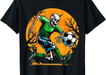 Soccer Skeleton Halloween Football Spooky Boys Soccer Player T-Shirt