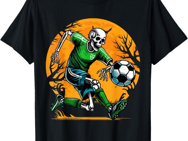 Soccer skeleton halloween football spooky boys soccer player t-shirt