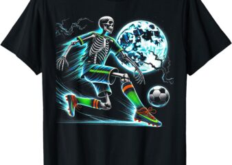 Soccer Skeleton Halloween Football Spooky Boys Soccer Player T-Shirt