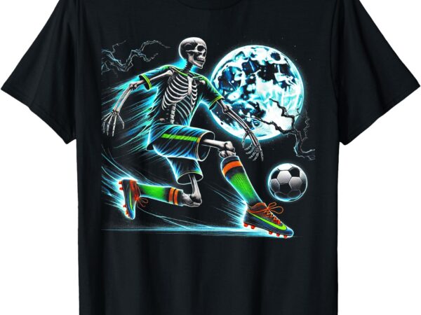 Soccer skeleton halloween football spooky boys soccer player t-shirt