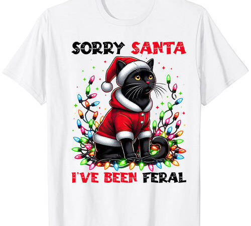 Sorry santa i’ve been feral black cat christmas funny t-shirt ltsp