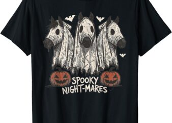 Spooky Night-Mares Halloween Horse Ghost Funny Spooky Season T-Shirt