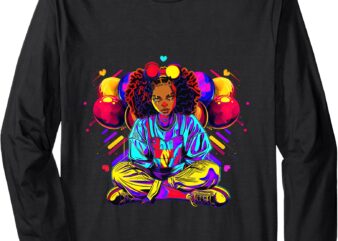 Streetwear synthwave 80s 90s black pride girl clown hip teen Long Sleeve T-Shirt