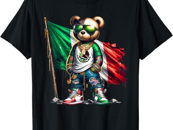 Stylish teddy bear mexican flag mexico t-shirt