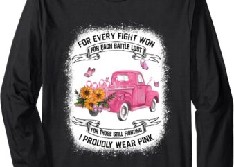 Sunflower Truck I Proudly Wear Pink Breast Cancer Awareness Long Sleeve T-Shirt