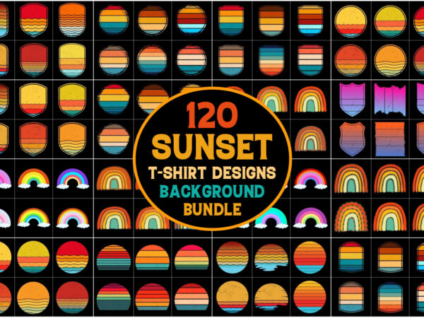 Sunset colorful t-shirt graphic bundle