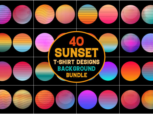 Sunset gradient background bundle t shirt template vector