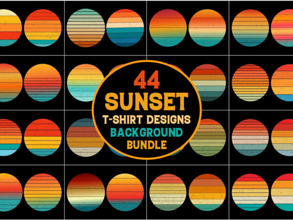 Sunset retro vintage background bundle t shirt template vector