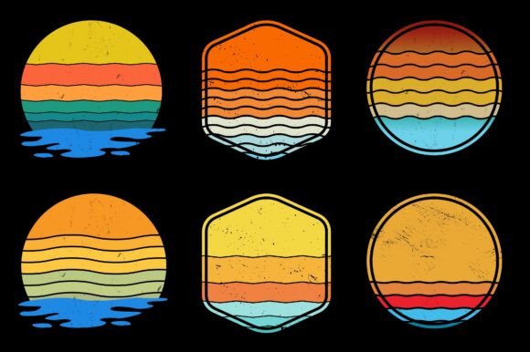 Sunset Retro Vintage Background Bundle