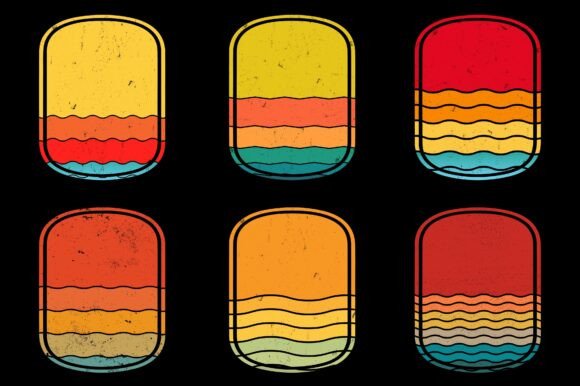 Sunset Retro Vintage Background Bundle