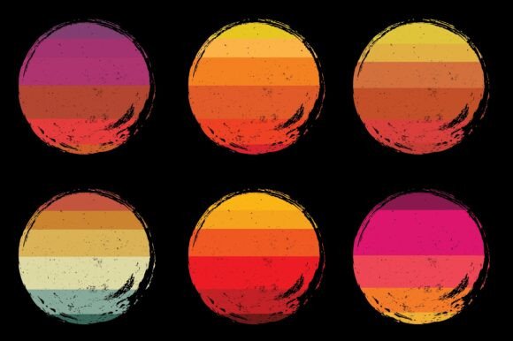 Sunset Retro Vintage Background Bundle