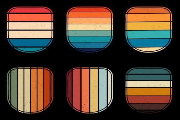 Sunset Retro Vintage Background Bundle