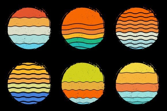 Sunset Retro Vintage Background Bundle