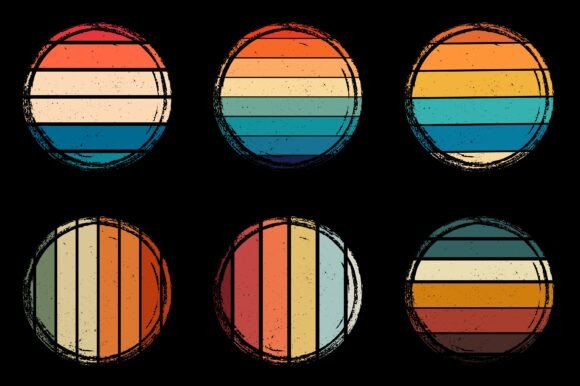 Sunset Retro Vintage Background Bundle