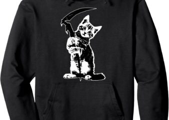 Super Cute Grim Reaper Cat Death Cat Funny Grim Reaper Pullover Hoodie