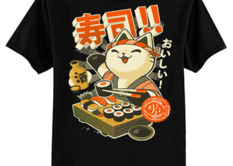 Sushi Chef Cat – Funny Restaurant Kitty – Japanese Food Classic T-Shirt