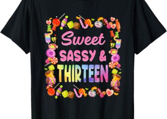 Sweet Sassy and Thirteen 13th Girl Birthday Candy 13 Year Ol T-Shirt