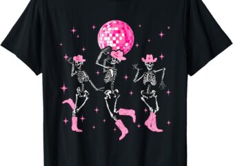 Dancing Skeleton Disco Cowgirl Cowboy Skeleton T-Shirt