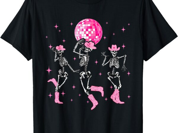 Dancing skeleton disco cowgirl cowboy skeleton t-shirt