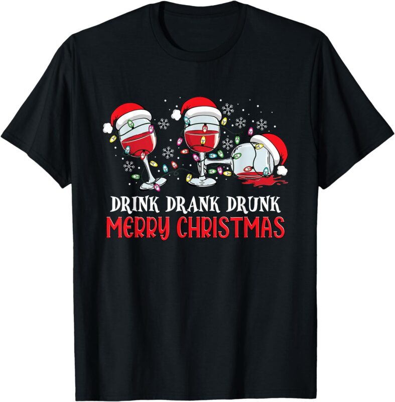 Drink Drank Drunk Merry Christmas Santa Hat T-Shirt