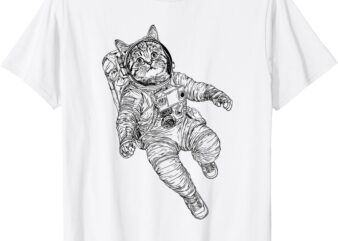 Tabby Space Cat Astronaut Kitty Graphic T-Shirt