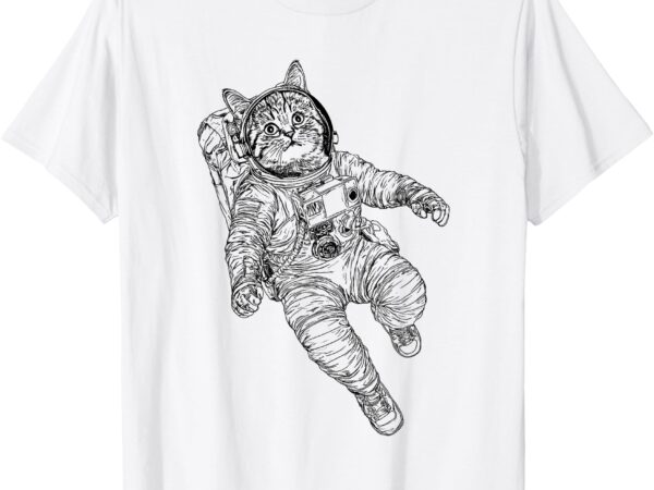 Tabby space cat astronaut kitty graphic t-shirt