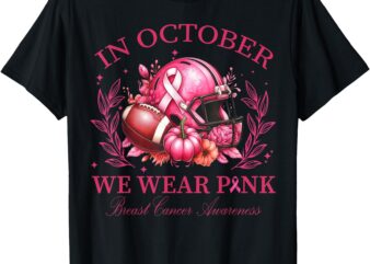 Tackle Breast Cancer Pumpkin Pink Ribbon American Football T-Shirt