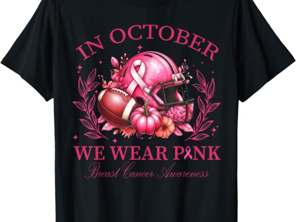 Tackle breast cancer pumpkin pink ribbon american football t-shirt