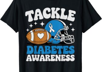 Tackle Diabetic Type 1 Blue Football Diabetes Awareness T1D T-ShirtTackle Diabetic Type 1 Blue Football Diabetes Awareness T1D T-Shirt