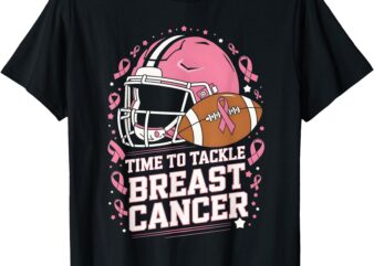 Tackle Football Breast Cancer Awareness Pink Ribbon Boys Kid T-Shirt