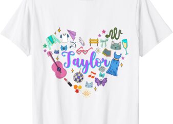 Taylor Personalized Name I Love Taylor Groovy 80’s T-Shirt