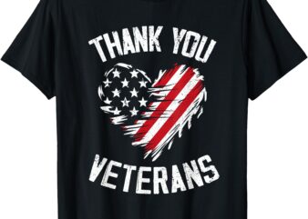 Thank You Veterans Patriotic American Flag Veterans Day 2024 T-Shirt