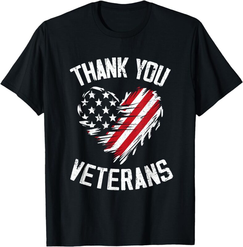 Thank You Veterans Patriotic American Flag Veterans Day 2024 T-Shirt