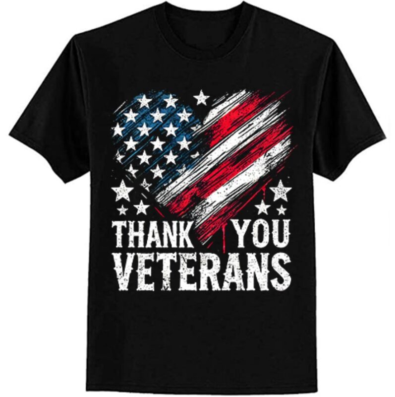 Thank You Veterans Patriotic American Flag Veterans Day 2024 T-Shirt ltsp