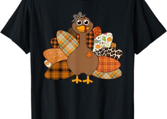 Thanksgiving Turkey Girl Leopard Print Autumn Fall Season T-Shirt