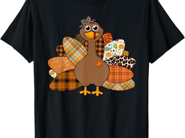 Thanksgiving turkey girl leopard print autumn fall season t-shirt