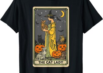 The Cat Lady Tarot Card Vintage Gothic Cat Women Cat Mom T-Shirt