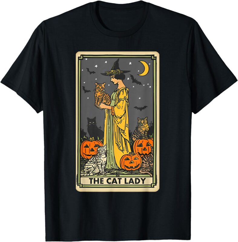 The Cat Lady Tarot Card Vintage Gothic Cat Women Cat Mom T-Shirt