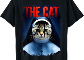 The Cat Nun Humor Cat Lover Tshirt Halloween Funny Christian T-Shirt