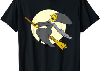 The Simpsons Halloween Witch Costume Marge on Flying Broom T-Shirt