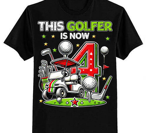 This golfer is now 4 year old birthday 4rd golf party t-shirt ltsp