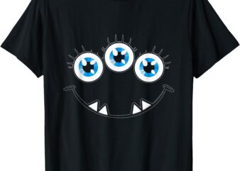 Three Eyed Monster Face Cute Halloween Kids Adults T-Shirt