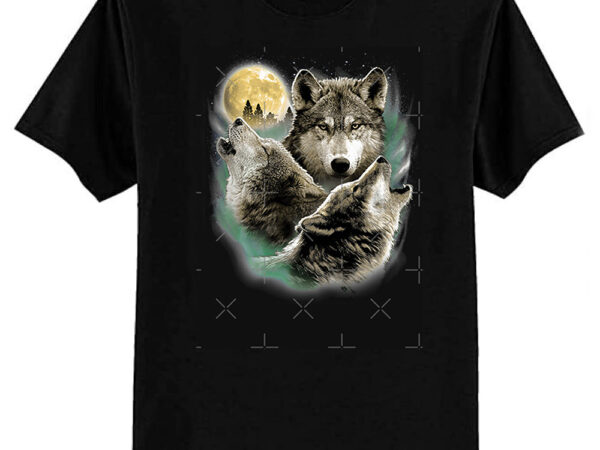 Three wolves howling in moonlight classic t-shirt