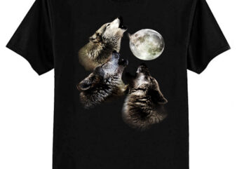 Three wolves howling at the moon Classic T-Shirt