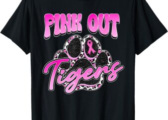 Tigers Pink Out Football Tackle Breast Cancer Women Men Kids T-Shirt