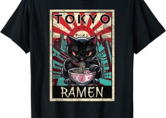 Tokyo Cat Ramen Noodles Kawaii Japanese Asian Food Lover T-Shirt