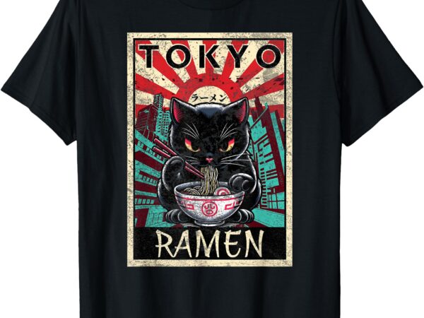 Tokyo cat ramen noodles kawaii japanese asian food lover t-shirt