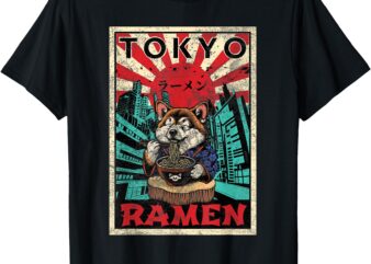 Tokyo Shiba Inu Ramen Noodles Kawaii Japanese Asian Foodie T-Shirt